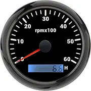 GPVPGHGRJ 7 Color Backlight 85mm Tachometer for Marine Boat Motorcycle Car 3000 4000 6000 7000 8000 RPM Tacho Gauge with LCD Hourmeter Speedometer(SDF)