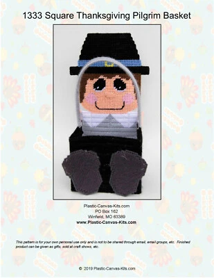 Thanksgiving Pilgrim Basket-Plastic Canvas Pattern or Kit