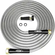 TITAN Garden Hose 15FT - 304 Stainless Steel Metal Water Hose, Flexible, Kink-Free, Lightweight, Durable, Crush Resistant Fittings, Easy to Coil, 500 PSI