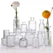 12 Pcs Glass Bud Vase Set Mini Clear Flower Vases for Centerpieces Wedding Decor