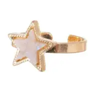 White Druzy Star Adjustable Ring