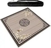Large Mahjong Mat with Rubber Backing, Thick Anti Slip Mahjong Paigow Table Mat, Table Mat for Mahjong Paigow Poker and Tile Game,Brown (95 cm/37.4 in)