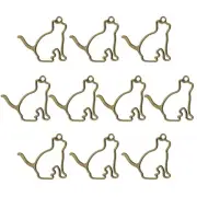 20Pcs Cat Shaped Alloy Open Back Bezel Pendants DIY Resin Frame, Bronze