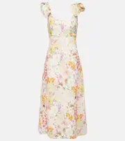 [Zimmermann] Zimmermann Harmony floral linen midi dress AU 16 multicoloured