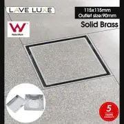 Brass Square Bathroom Shower Grate Drain Smart Tile Insert Floor Waste 115x115mm