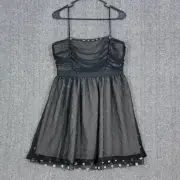 Miley Cyrus Max Azria Dress Womens Juniors L Black Gold Ruched Chiffon Party