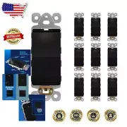 10 Pack Black Lighted Decorator Switches – Sleek Matte Finish for Home & Office