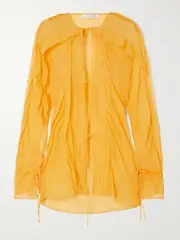 [Christopher Esber] Christopher Esber - Floating Ruffled Silk-georgette Shirt - Yellow - UK 12 UK 12 Yellow