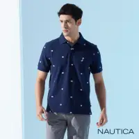 在飛比找momo購物網優惠-【NAUTICA】男裝 滿版國旗刺繡短袖POLO衫(深藍)