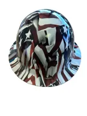 Hydro Dipped Hard Hat MSA Skullgard Full Brim Custom American Flags