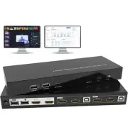 HDMI KVM Switch Dual Monitor 2 Port KVM Switch 2 Computers Share 2 Monit 4K@60Hz