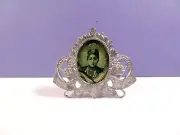 Mini DOLLHOUSE Ornate Silver Tone Standing FRAMED PICTURE Desk Table