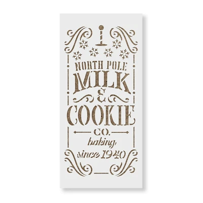 North Pole Milk and Cookie Company Stencil - Reusable Stencils for DIY Crafts