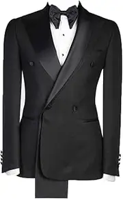[Homhous] Men's Double Breasted Tuxedo Blazer, Peaked Lapel, One Button, Two Side Pockets, Dual Vents, White