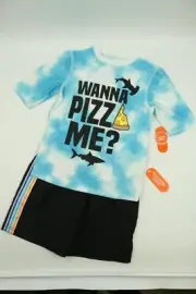 Wonder Nation Boys Multicolor 2 Pc Rash Guard T-Shirt Swim Trunks Set L/10-12