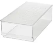 Medium Stackable Organizer Bin (10.75”x6.5”x3.7”) w/ Hinged Lid, Clear Storag...