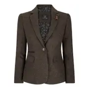 Truclothing Womens Tweed Herringbone Blazer Jacket Waistcoat Brown 1920s Vintage Tailored Brown blazer 14