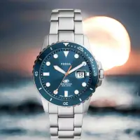 在飛比找momo購物網優惠-【FOSSIL】Blue Dive 潛水風格 藍色 日曆手錶