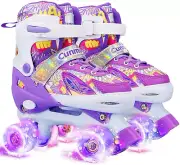 Kids Roller Skates Girls, 4 Sizes Adjustable Toddler Roller Girls Skates Outdoor
