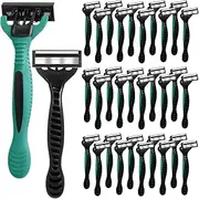 Lanties 30 Pcs 5-Blade Disposable Razors for Men with Rotatable Head and Ergonomic Grip, Sensitive Skin, Black, Modern, Unisex-Adults