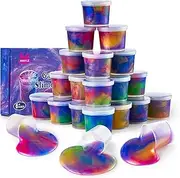 Ankyle 24 Pack Galaxy Slime Kit Party Favors for Kids Slime Cup Bulk Stretchy & Non-sticky DIY Stress Relief Putty Toy Holiday Birthday Christmas Stocking Stuffers, Classroom Reward for Girls Boys