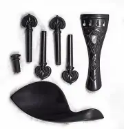 New Ebony Violin Parts Set 4/4 ShellInlay Tailpiece Endpin Peg Chinrest(#1)