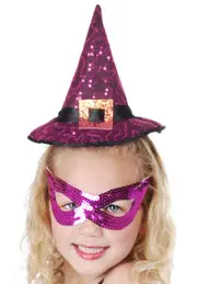 Sequinned Purple Mini Kids Witch Halloween Hat