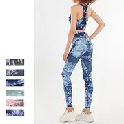 Women's 2 Pieces Activewear Set Sports Bras Seamless Leggings Printing Clothing Suit Pink Blue Gym Athletic Pilates High Waist Non See Through Tummy Control Sl