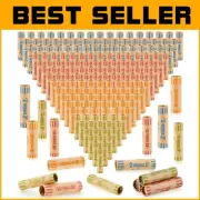 1024 Assorted Coin Wrappers Rolls - Preformed Paper Tubes for Easy Organization