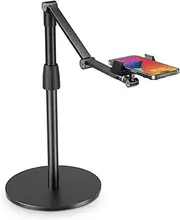 SupeDesk Phone Stand, Adjustable Cell Phone Holder, Multiangle, 3-Part Adjustable, Horizontal Recording Stand, Compatible with 3.5-11" Phone/iPad Mini/iPhone, Black