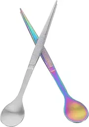 GLEAVI 2 Pcs Stainless Steel Tasting Spoon Tweezers Versatile Chef Tool for Flavor Testing Salad Dressing Plating Modern Kitchens for Buffets Barbecues