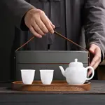 可開發票 快客杯 旅行茶具 茶壺茶具 茶具套裝 露營茶具商務禮品陶瓷茶壺功夫茶具冰種玉瓷旅行快客一壺二杯便攜茶具批發