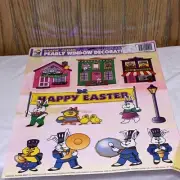 Vintage Happy Easter Window Static Cling Stickers Pearly Marching Band Parade