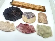 6 Pcs VTG Large Carved Stone Pendants Bird Buddha Dragon Artisan Jewelry Making