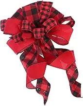 1Pc Christmas Tree Bowknot Topper Elegant Treetop Adornment for Home Easy to Install and Plaid Design for Christmas Trees