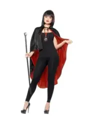 Complete Vampire Costume Kit - Reversible Cape, Cane, and Medallion Perfect for