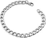 [Crrynuo] Men's Cuban Chain, Nickel-Free Rustproof Bracelets for Men, 6 mm Wide, Length 19 cm, High-Quality Link Bracelet, Gift Birthday Men, Eine Grösse, High-quality rust-proof metal, nickel-free, No