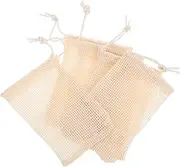 EXAOMBLE 5 Pcs Sisal Soap Bag Drawstring Mesh Foaming Net Natural Fiber for Bath Shower Gentle Cleansing Dry Exfoliating