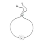Unwritten Coin Initial Silver Plated Bolo Bracelet