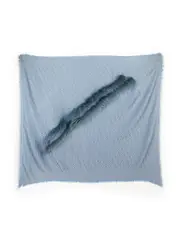 Blue Silk Fur Trim Zucca FF Scarf