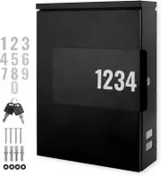 Modern Mailbox Wall Mount Mailboxes for outside with Lock, Keys & House Numbers