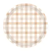 Sand Gingham Small Paper Plates (Pack of 8)