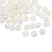 180pcs ABS Half Pearl Beads 10mm Flat Back Imitation Pearl Colorful Beige