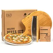 Cuzi Gourmet XL 4-Piece Pizza Stone Set - 15" Thermal Shock Resistant Cordierite