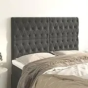 Bed Headboard Set of 4, Beds Head Frame Headboards 4 pcs Dark Grey 72 cm Velvet