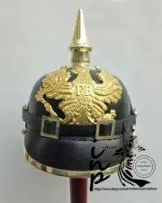 Collectible Imperial Officer’s German Leather Pickelhaube Grade Prussian Helmet