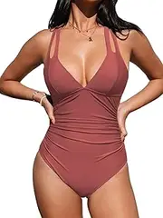 [CUPSHE] Women's Cutout One Piece Leafy Crisscross Front Drawstring Bathing Suit