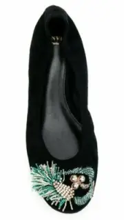 $850 NEW Lanvin Ballet Flats Suede Black Satin Ballerina Jeweled Beaded 35 42