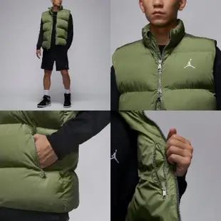 【NIKE 耐吉】背心 Jordan Essentials 男款 綠 白 立領 拉鍊口袋 保暖 喬丹 外套(FB7308-340)
