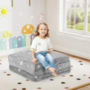 CostwayFoldable Floor Mattress with Washable Flannel Cover and Storage Bag-Grey